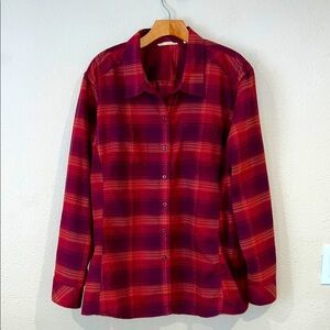 Women’s ASCEND Plaid button down top Fall Autumn flannel shirt size XXL